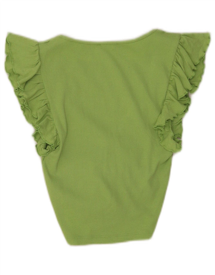 Crop Top femeie Zara UK 8 mic verde bumbac
