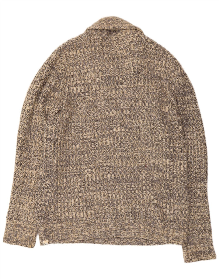 Pulover pentru bărbați Fat Face cu gât șal, mediu gri, acrilic pătat