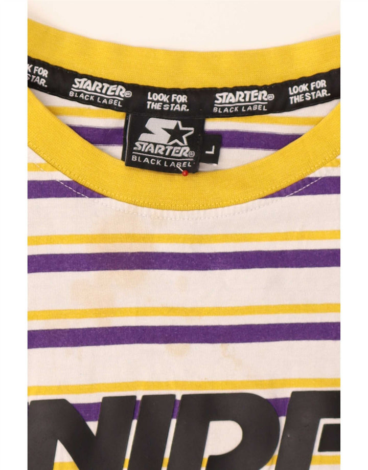 Tricou grafic pentru bărbați Starter BLACK LABEL Top mare bumbac cu dungi albe