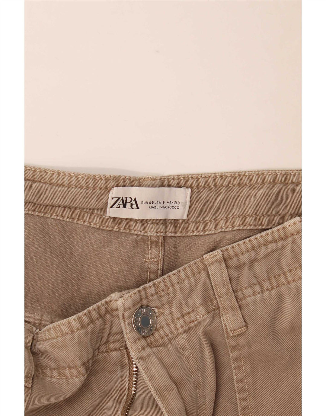 Pantaloni cargo drepti pentru femei Zara EU 40 Medium W30 L31 Bej