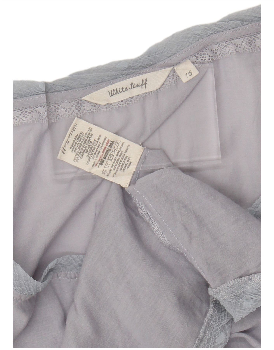 WHITE STUFF Bluză Femei Top UK 16 Mare Bumbac Albastru