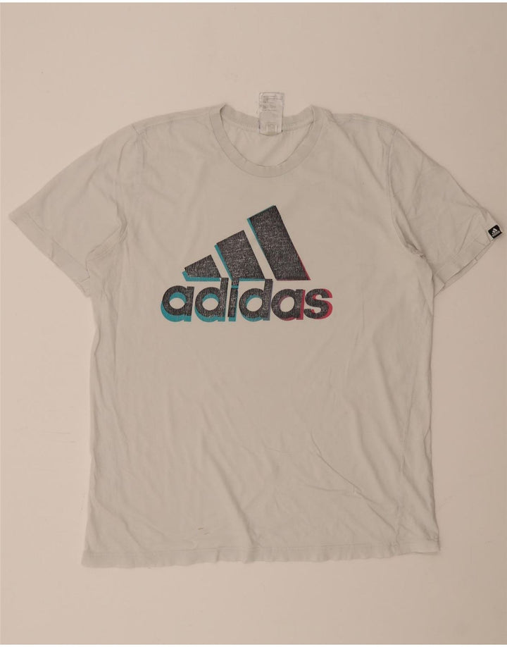 Tricou grafic ADIDAS pentru bărbați Top mare din bumbac alb