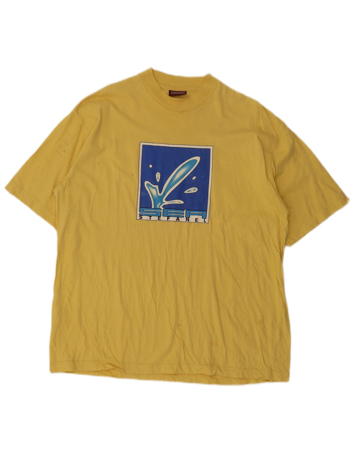 Tricou grafic Stefanel pentru barbati Top mare bumbac galben