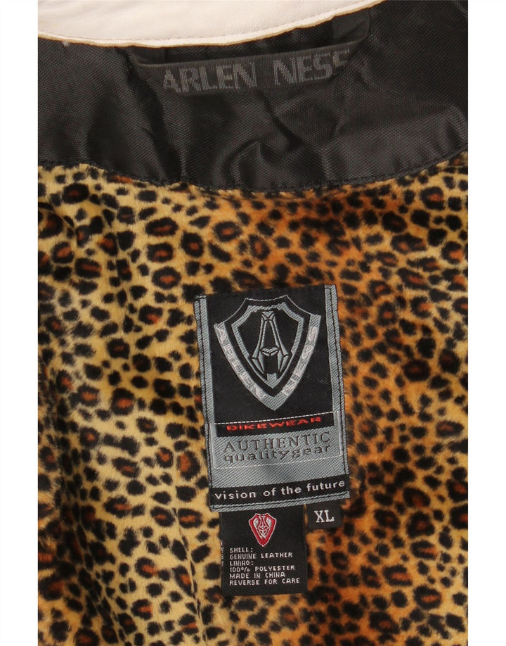 Jachetă de motociclist din piele pentru femei Arlen Ness UK 18 XL din piele albă
