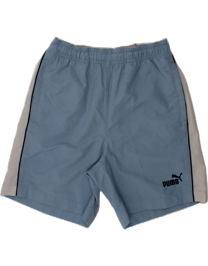 PUMA Boys Sport Shorts 11-12 Years  Blue Colourblock Polyester Vintage Puma and Second-Hand Puma from Messina Hembry 