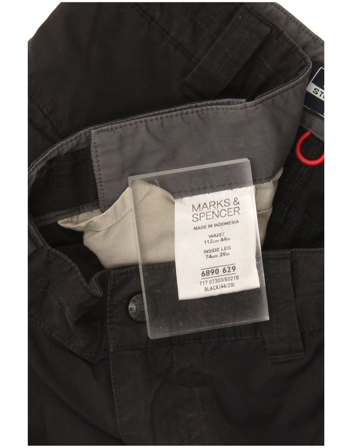 Pantaloni cargo drepti pentru bărbați Marks & Spencer W44 L29 bumbac negru