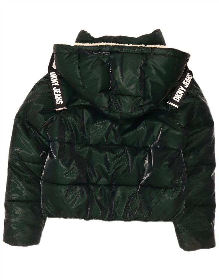 Jachetă căptușită supradimensionată cu glugă pentru femei Dkny UK 10 Poliester verde mic