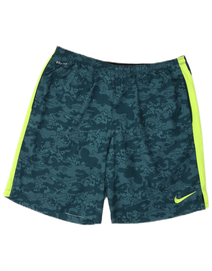 Pantaloni scurți sport Nike Dri Fit pentru bărbați, mari, albastru, din poliester de camuflaj
