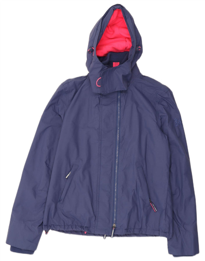 Jachetă de vânt cu glugă Superdry pentru femei UK 16, mare, albastru