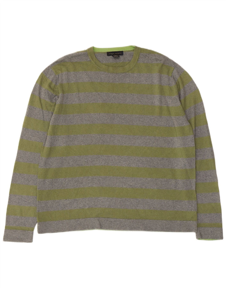 Pulover pentru bărbați Banana Republic, cu gât crew, din mătase cu dungi gri mediu