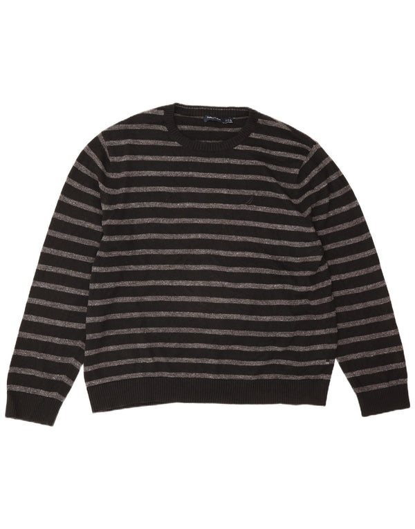Pulover Nautica pentru bărbați, cu gât crew, 2XL, bumbac cu dungi negre