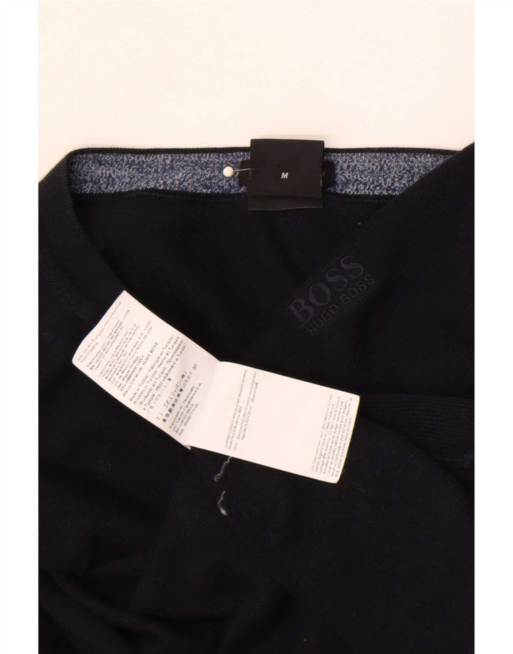 Pulover Hugo Boss pentru bărbați, cu croială normală, cu gât crew, bumbac mediu negru
