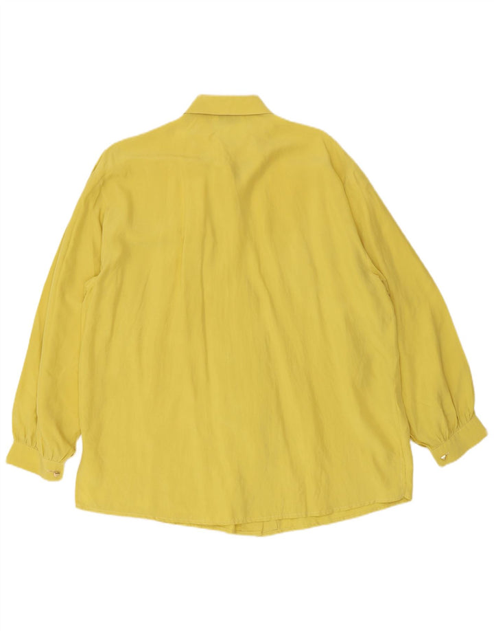 Cămașă Vintage Femei IT 48 XL Mătase Galbenă