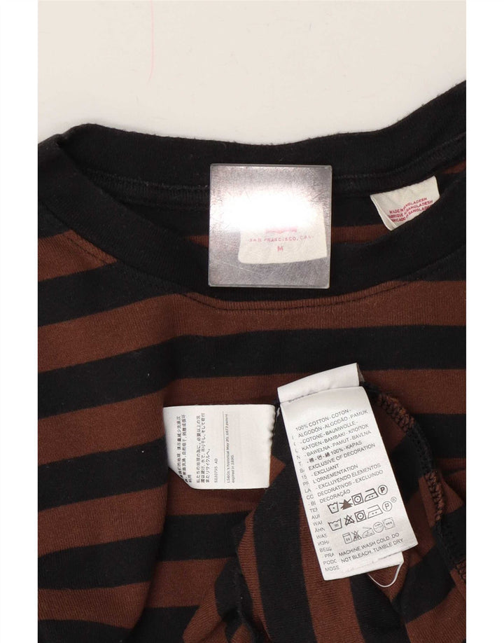 Levi's Top pentru femei cu mânecă lungă UK 14, bumbac cu dungi maro mediu