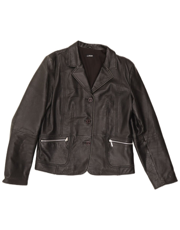 Sacou blazer din piele cu 3 nasturi J.J.Scott IT 42 Medium Negru
