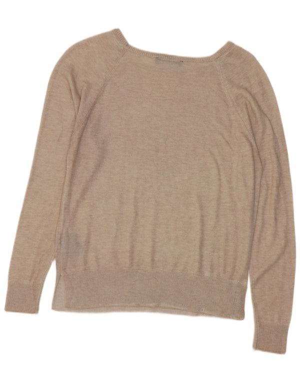 Pulover pentru femeie Zara cu gât de barcă UK 10 Mic Bej Viscoză