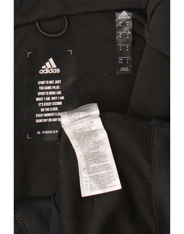 Pulover Adidas pentru bărbați, cu fermoar, poliester mediu negru