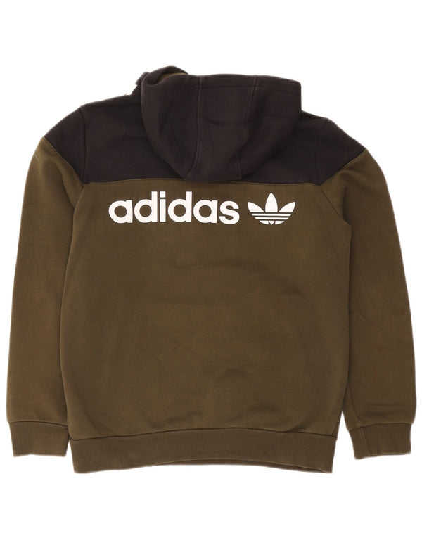 Pulover cu glugă cu grafic Adidas pentru băieți, 13-14 ani, bumbac color kaki