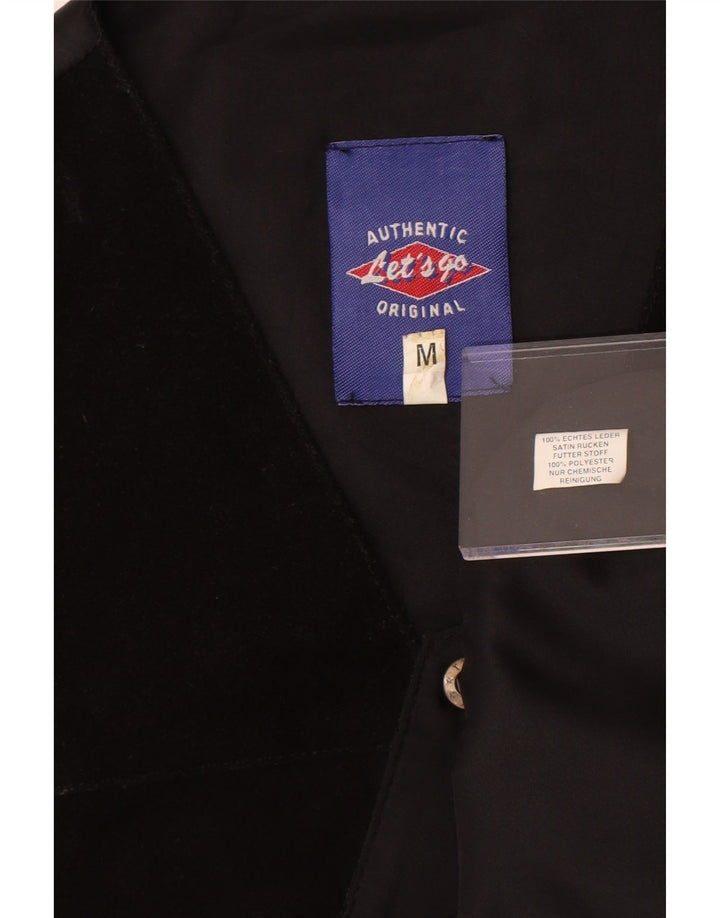 Vestă autentică pentru bărbați din piele intoarsa medie, neagra