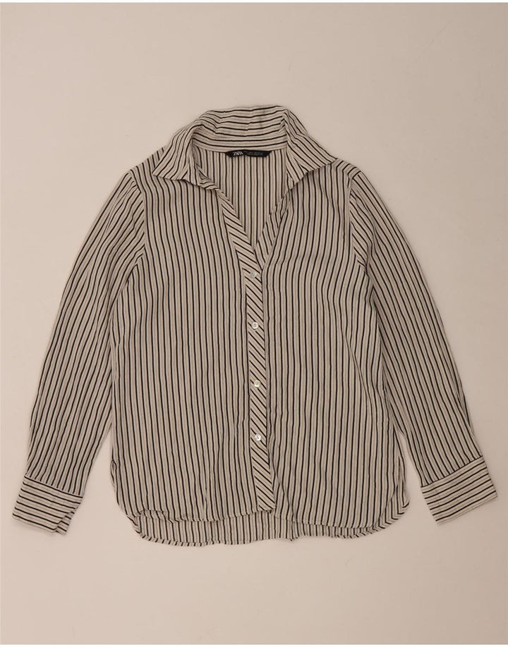 Cămașă pentru femei Zara UK 14 Medium Gri cu dungi