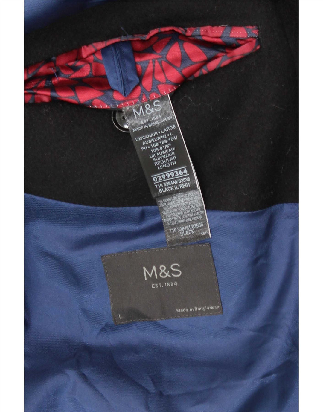 Palton pentru bărbați Marks & Spencer, cu formă regulată, UK 40, mare, negru, clasic