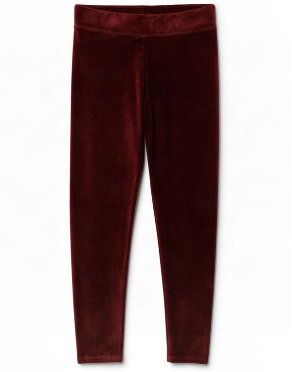 Leggings din velur pentru femei Marks & Spencer UK 14 Large Burgundy Bumbac