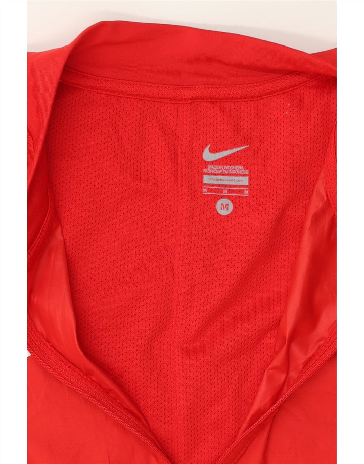 NIKE Mens Zip Neck T-Shirt Top Medium Red Colourblock Polyester Vintage Nike and Second-Hand Nike from Messina Hembry 