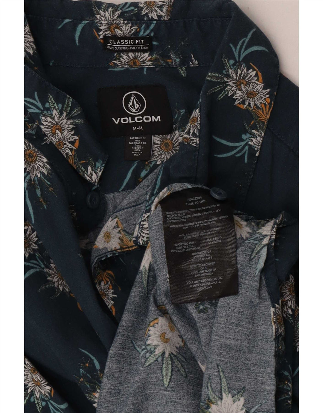 Cămașă pentru bărbați Volcom cu mânecă scurtă, cu ajustare clasică, din bumbac floral, albastru mediu
