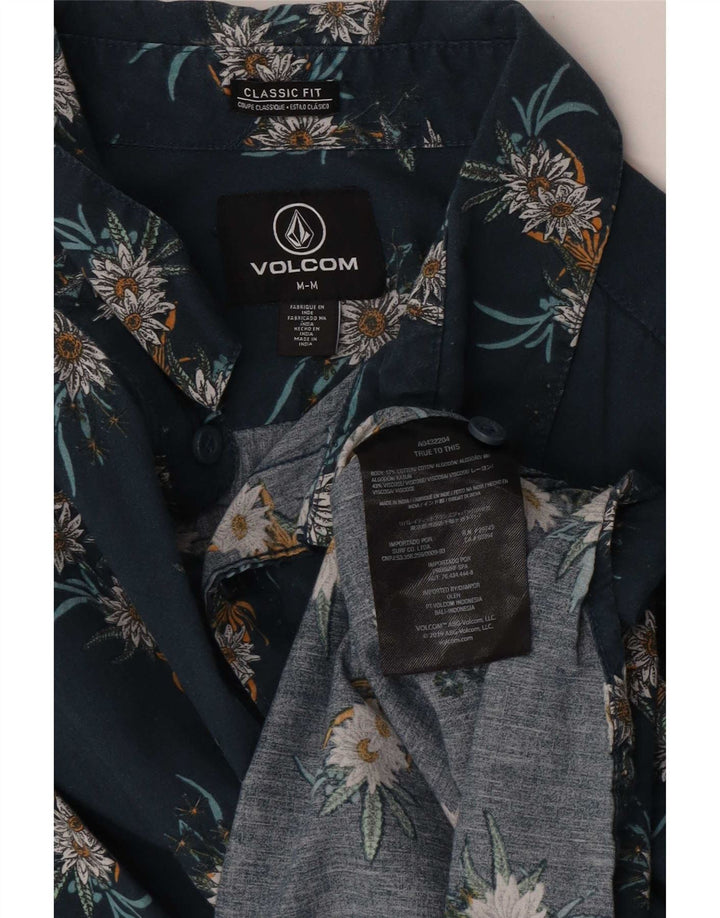 Cămașă pentru bărbați Volcom cu mânecă scurtă, cu ajustare clasică, din bumbac floral, albastru mediu