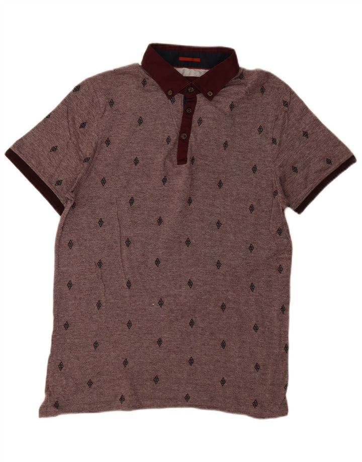 Tricou polo pentru bărbați Ted Baker Mărimea 3, bumbac cu pete burgundy mediu