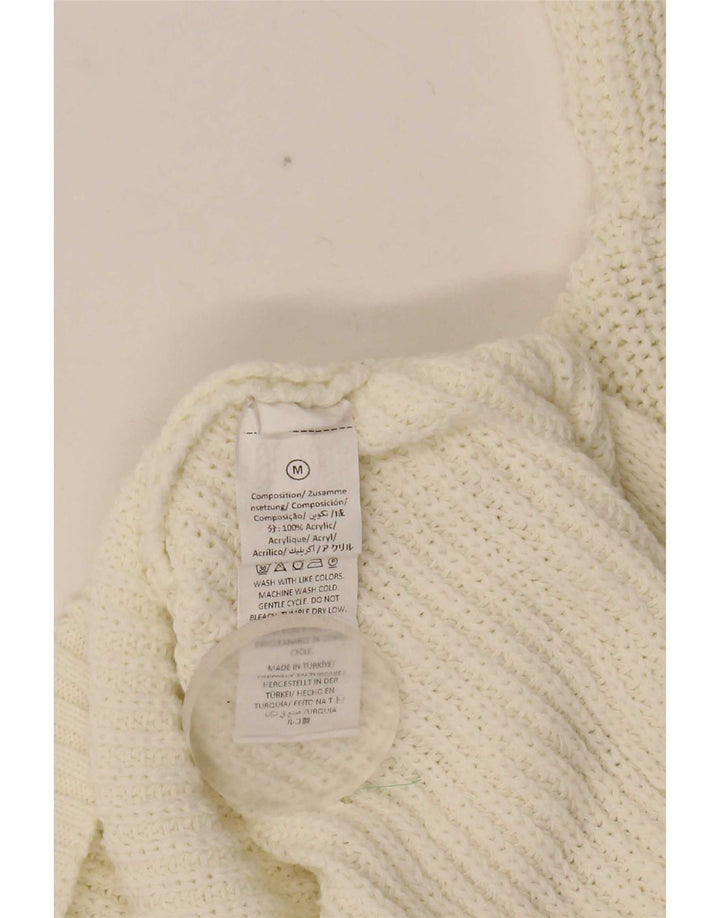 Pulover de damă vintage supradimensionat cu gât de barcă UK 14 Medium White