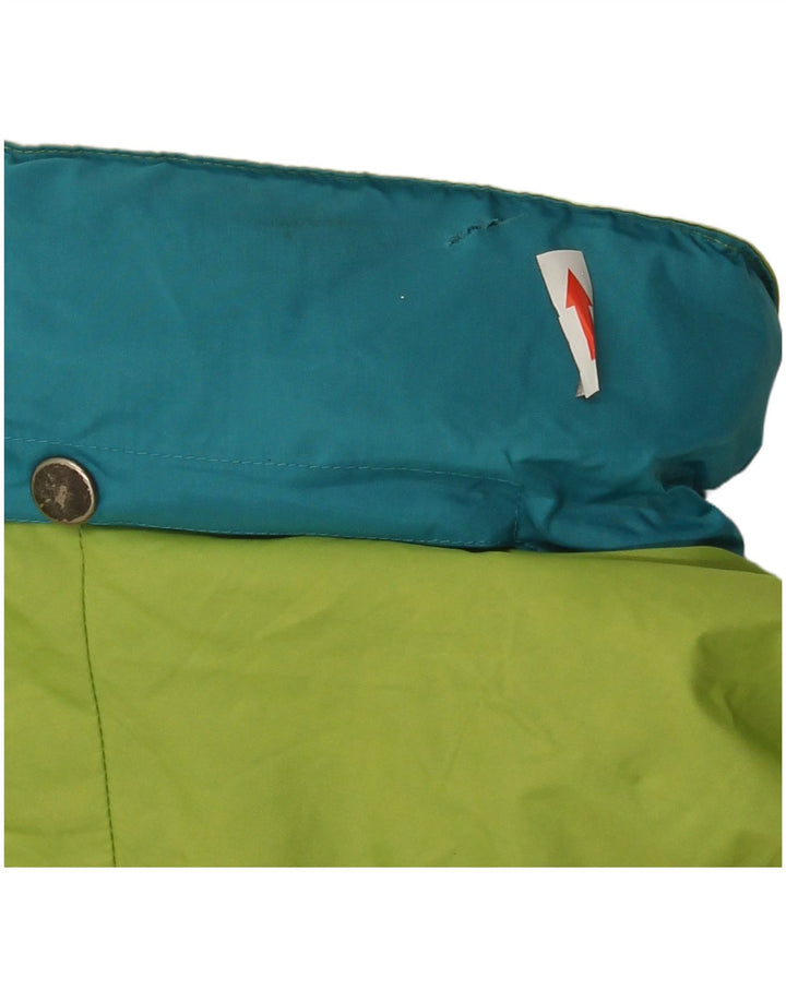 Jachetă de ploaie cu glugă vintage pentru femei UK 16 mare, verde, poliamidă color bloc
