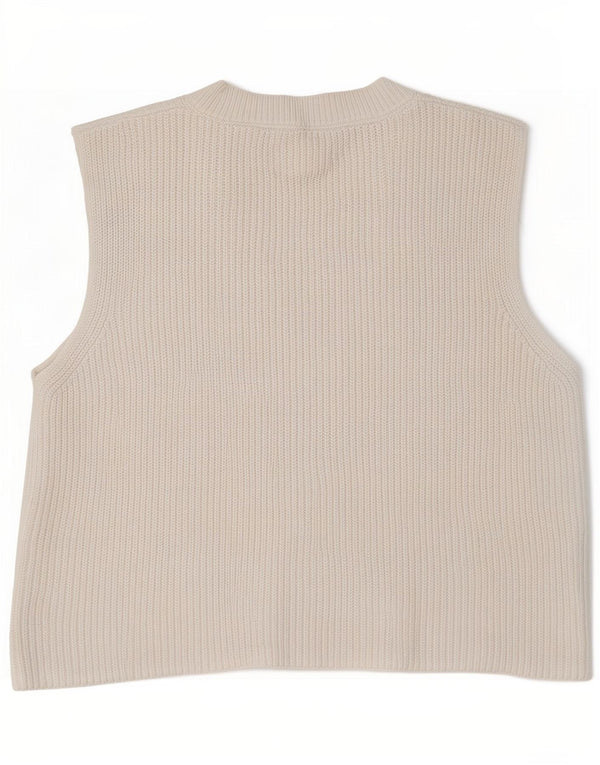 Zara femei Crop Vest Tank Top UK 14 Mare Bumbac alb