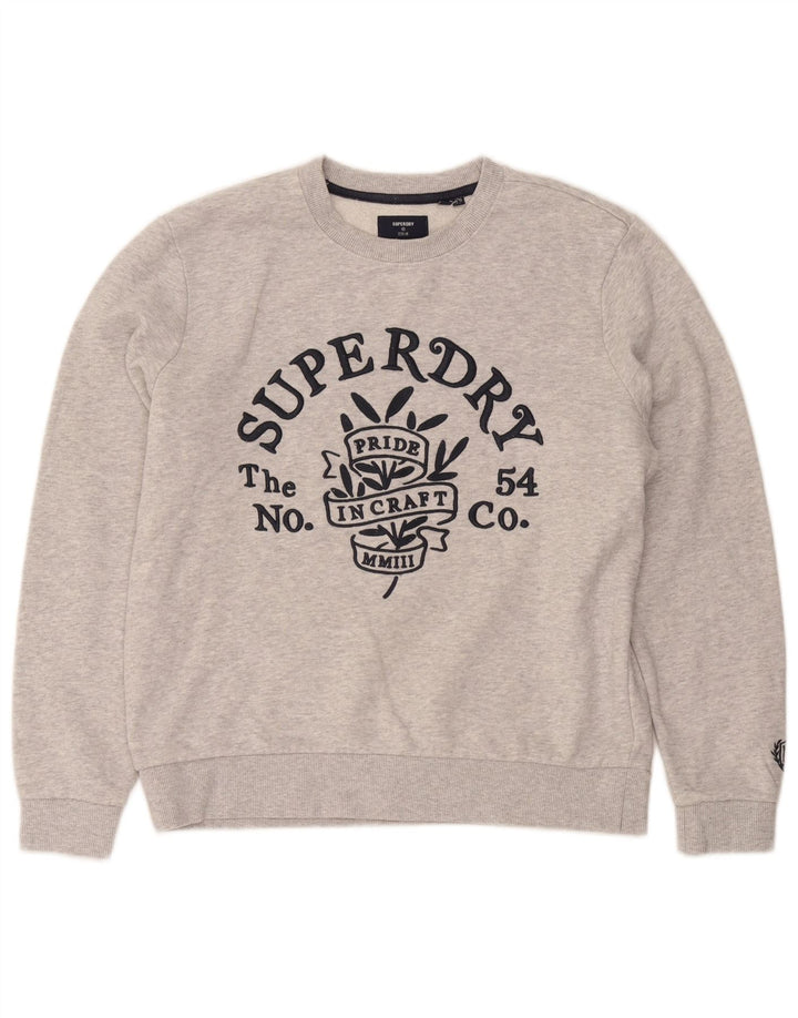 Pulover supradimensionat cu grafic pentru femei Superdry UK 10 Bumbac gri mic