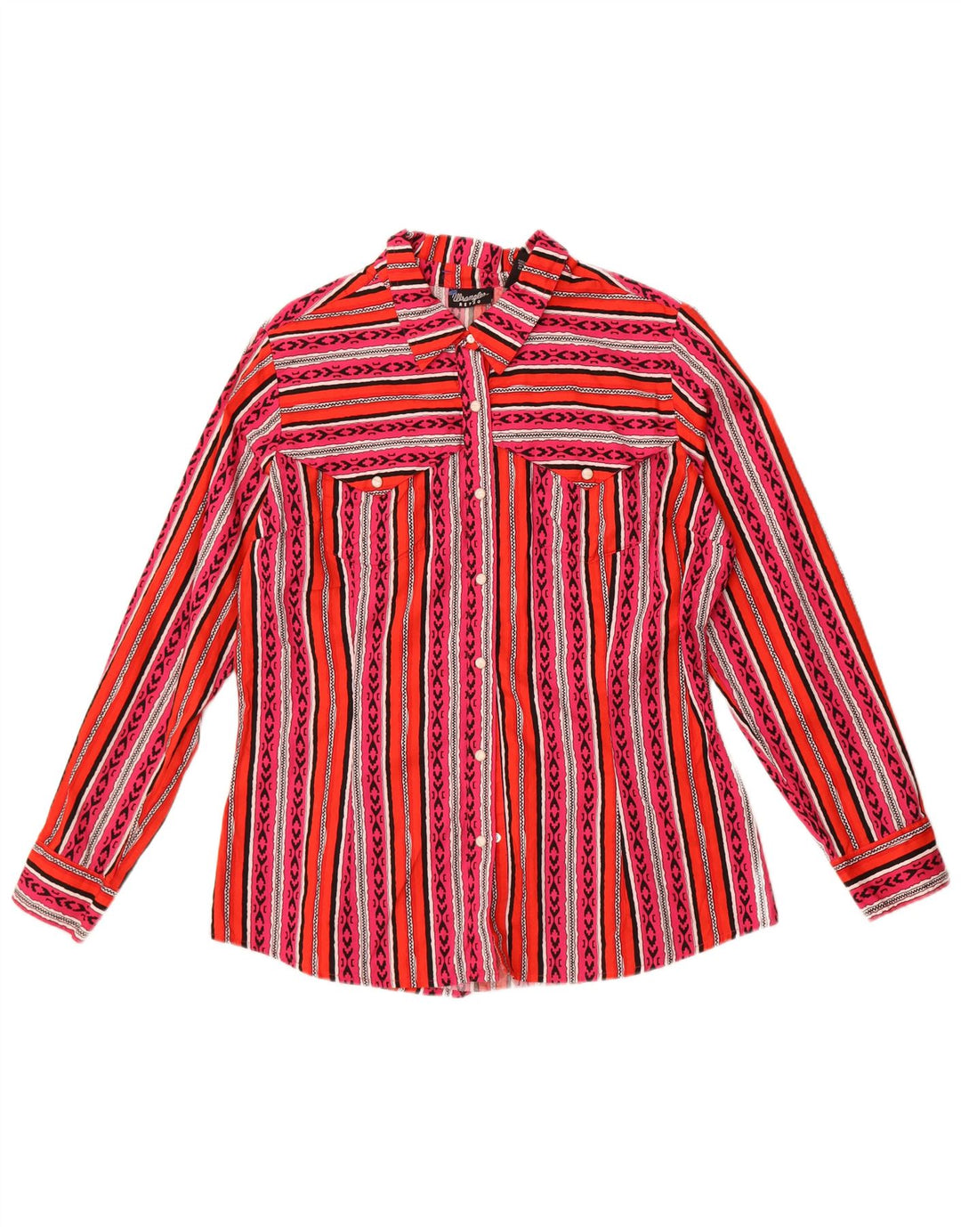 Cămașă retro pentru femei Wrangler UK 16 mare, bumbac cu dungi multicolore