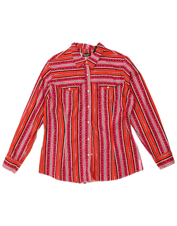 Cămașă retro pentru femei Wrangler UK 16 mare, bumbac cu dungi multicolore