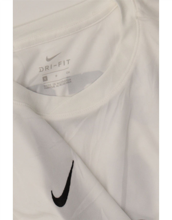NIKE Womens Dri Fit Graphic T-Shirt Top UK 10 Small White Polyester Vintage Nike and Second-Hand Nike from Messina Hembry 