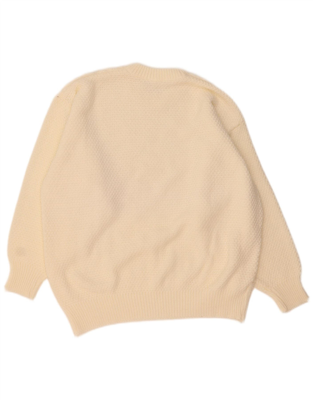 VINTAGE Mens Crew Neck Jumper Sweater XL Off White