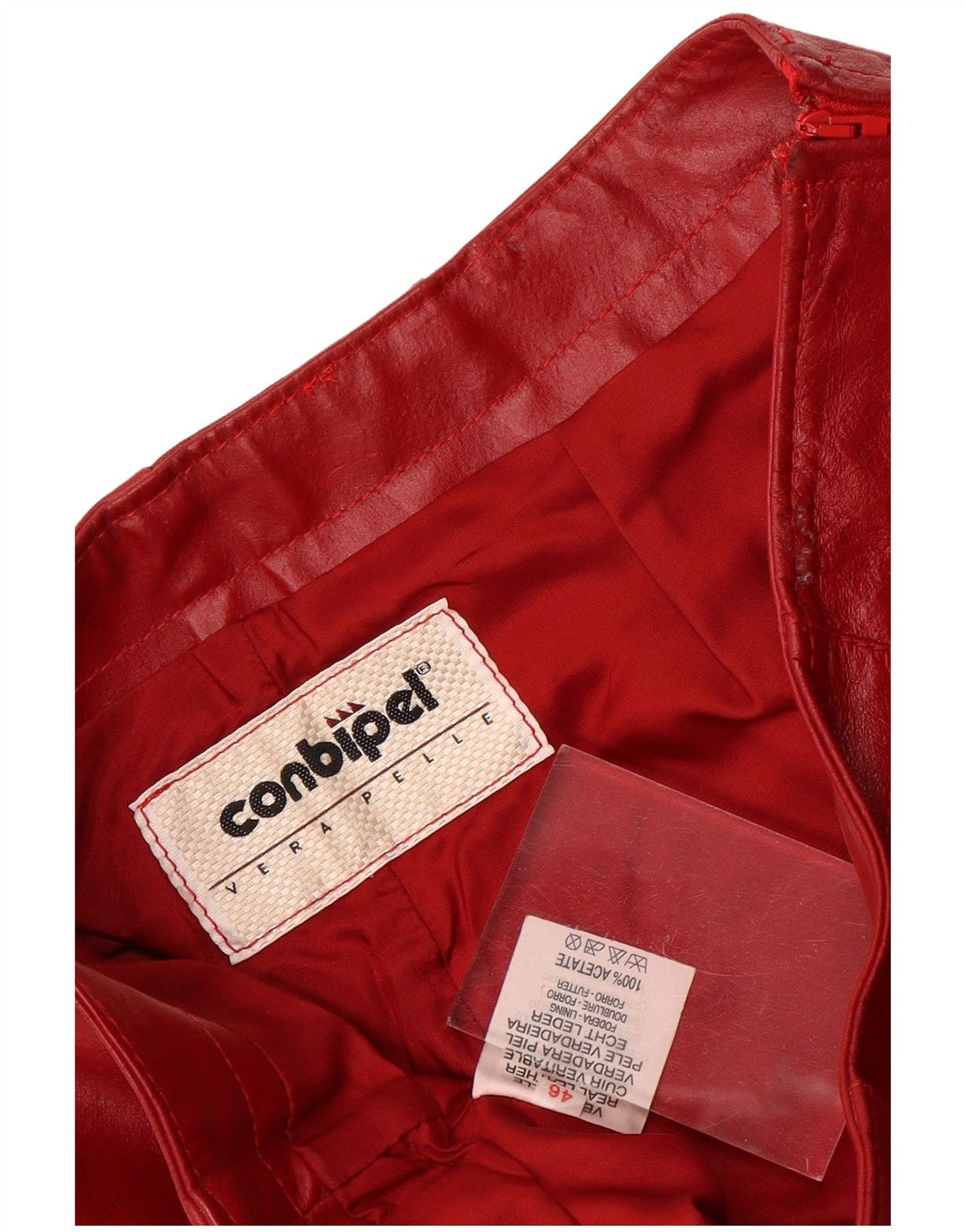 Pantaloni Conbipel Femei Flare Piele IT 46 Large W30 L30 Piele Rosie