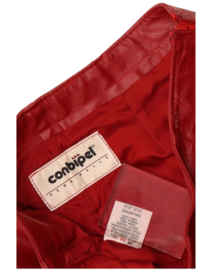 Pantaloni Conbipel Femei Flare Piele IT 46 Large W30 L30 Piele Rosie