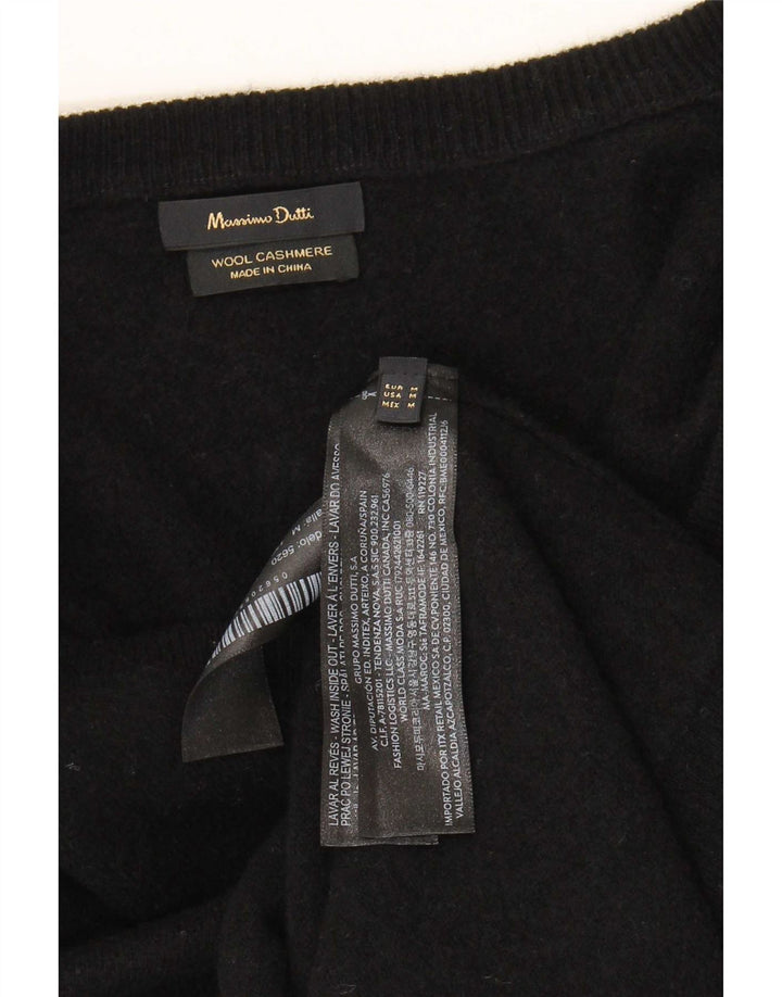 Pulover cu decolteu în V Massimo Dutti pentru femei UK 14 Lână neagră medie