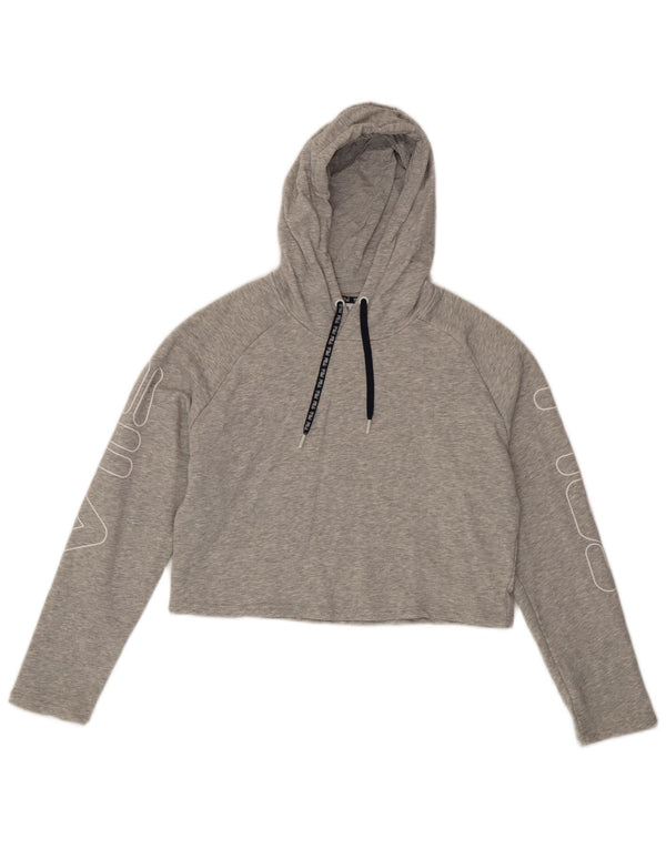 Pulover Fila Crop Graphic Hoodie pentru femei UK 6 XS Bumbac cu pete gri