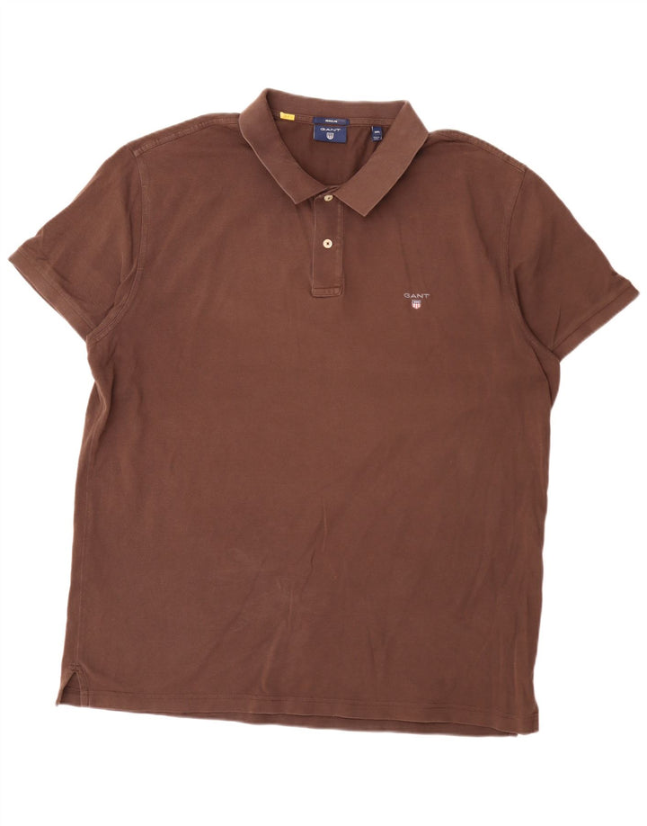 Cămașă polo Gant pentru bărbați, cu formă regulată, 3XL, bumbac maro