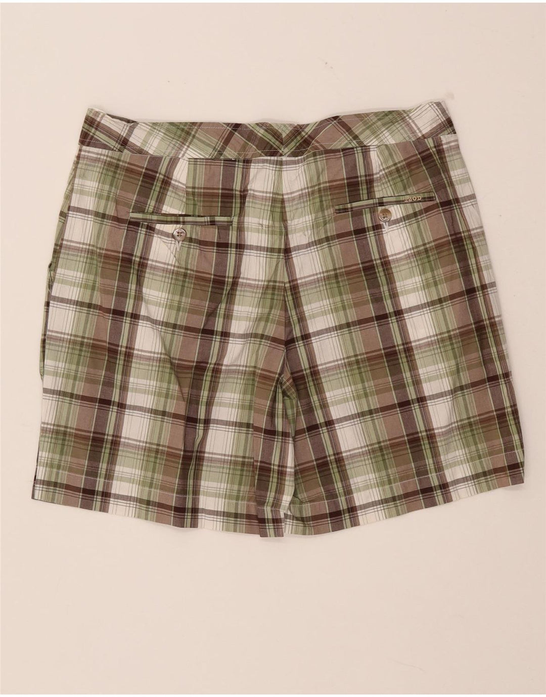 Pantaloni scurti chino IZOD pentru femei US 8 Medium W32 Kaki Check Bumbac