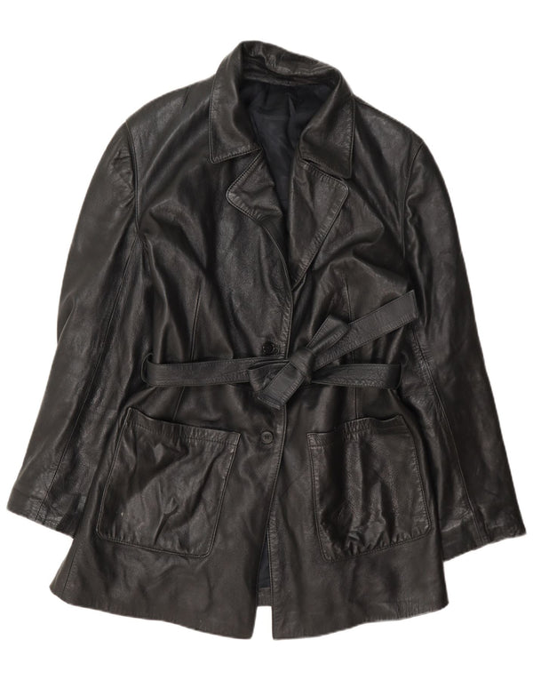 Jachetă de piele vintage pentru femei UK 12 Medium Black