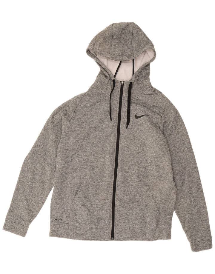 Pulover Nike pentru bărbați Dri Fit, cu fermoar, poliester mare, gri