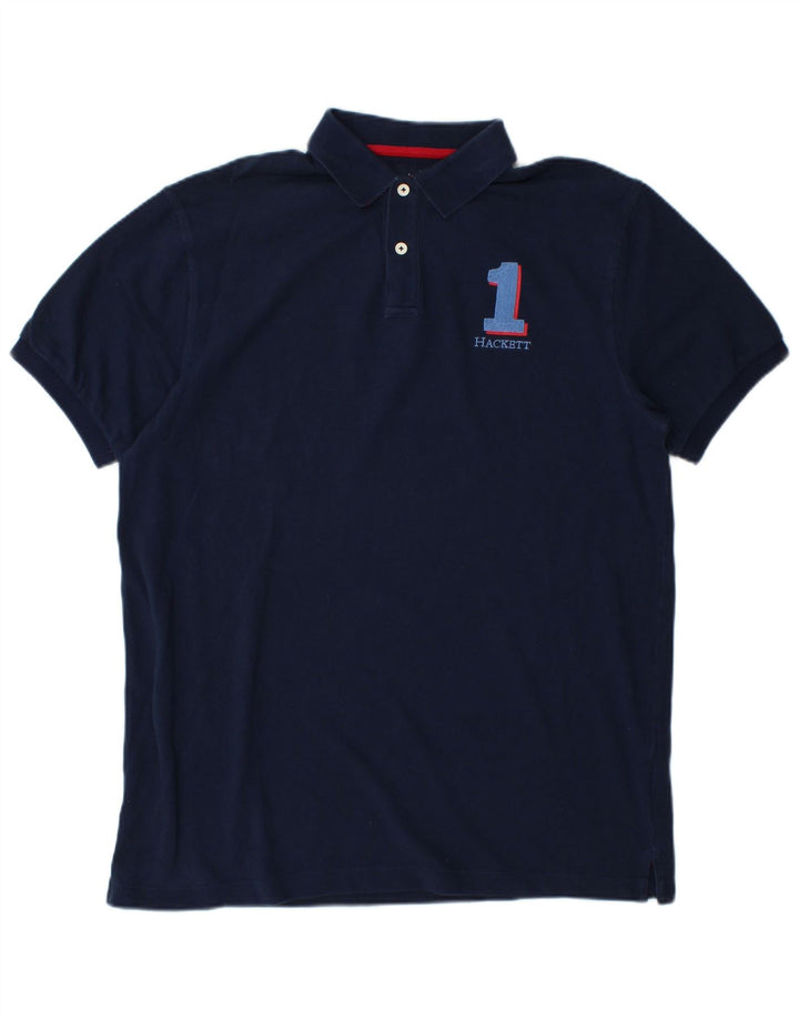 HACKETT Tricou polo cu grafică pentru bărbați, mare, bleumarin, din bumbac