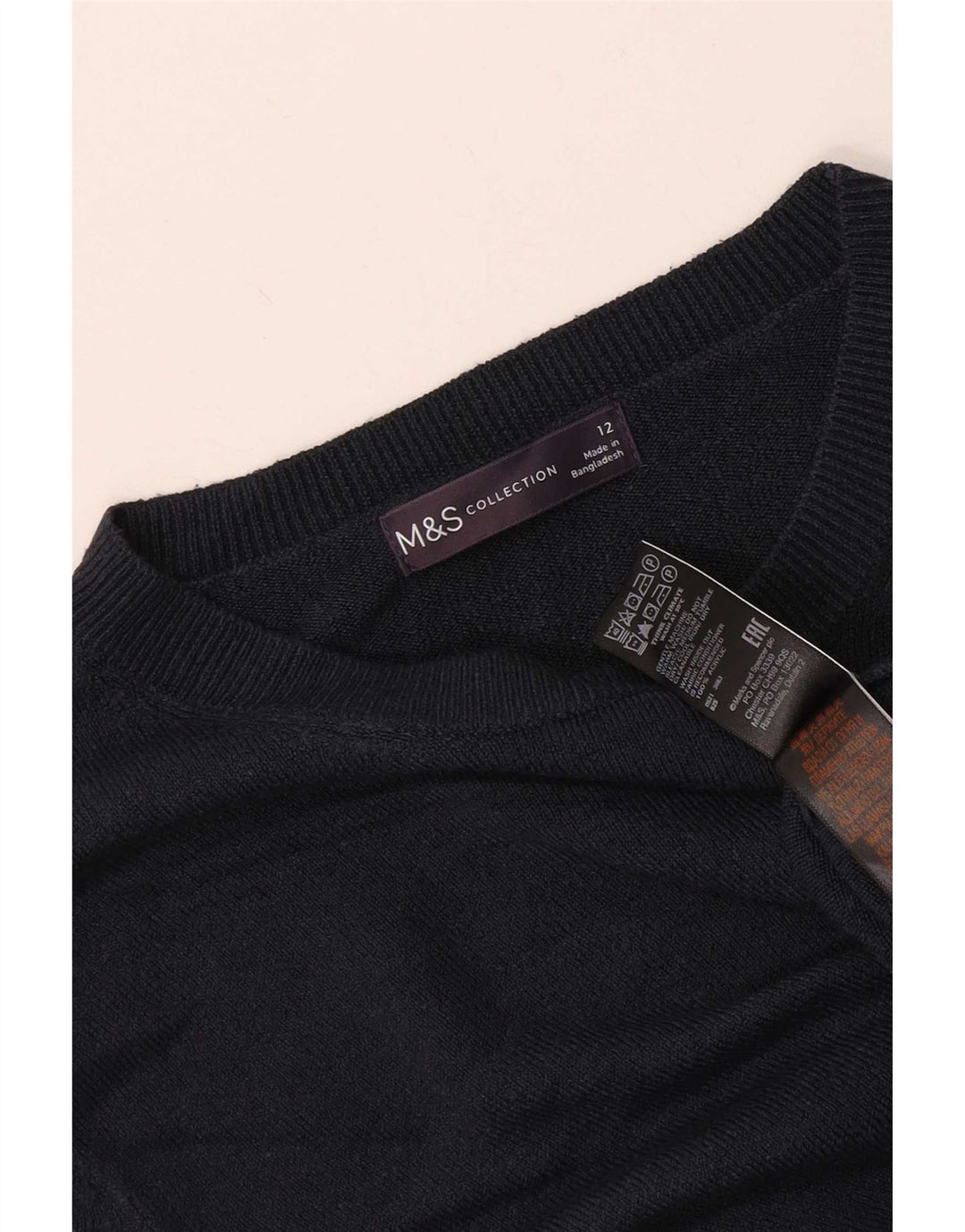 Pulover pentru femei Marks & Spencer cu decolteu triplu UK 12 Medium Bleumarin