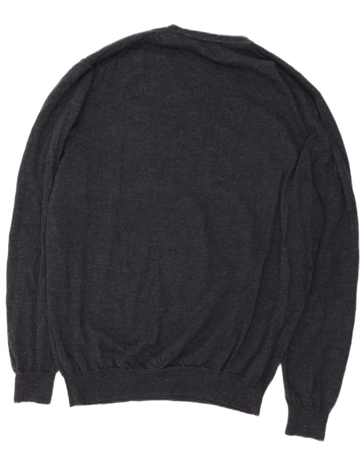 Pulover cu decolteu în V Harmont & Blaine pentru bărbați, lână gri 5XL