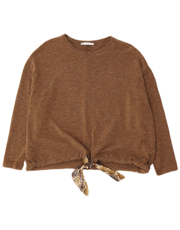 Pulover de damă Zara cu gât de barcă UK 14 Medium Brown Animal Print